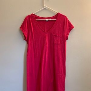 GAP Pink Jersey Dress Short Sleeve V neck